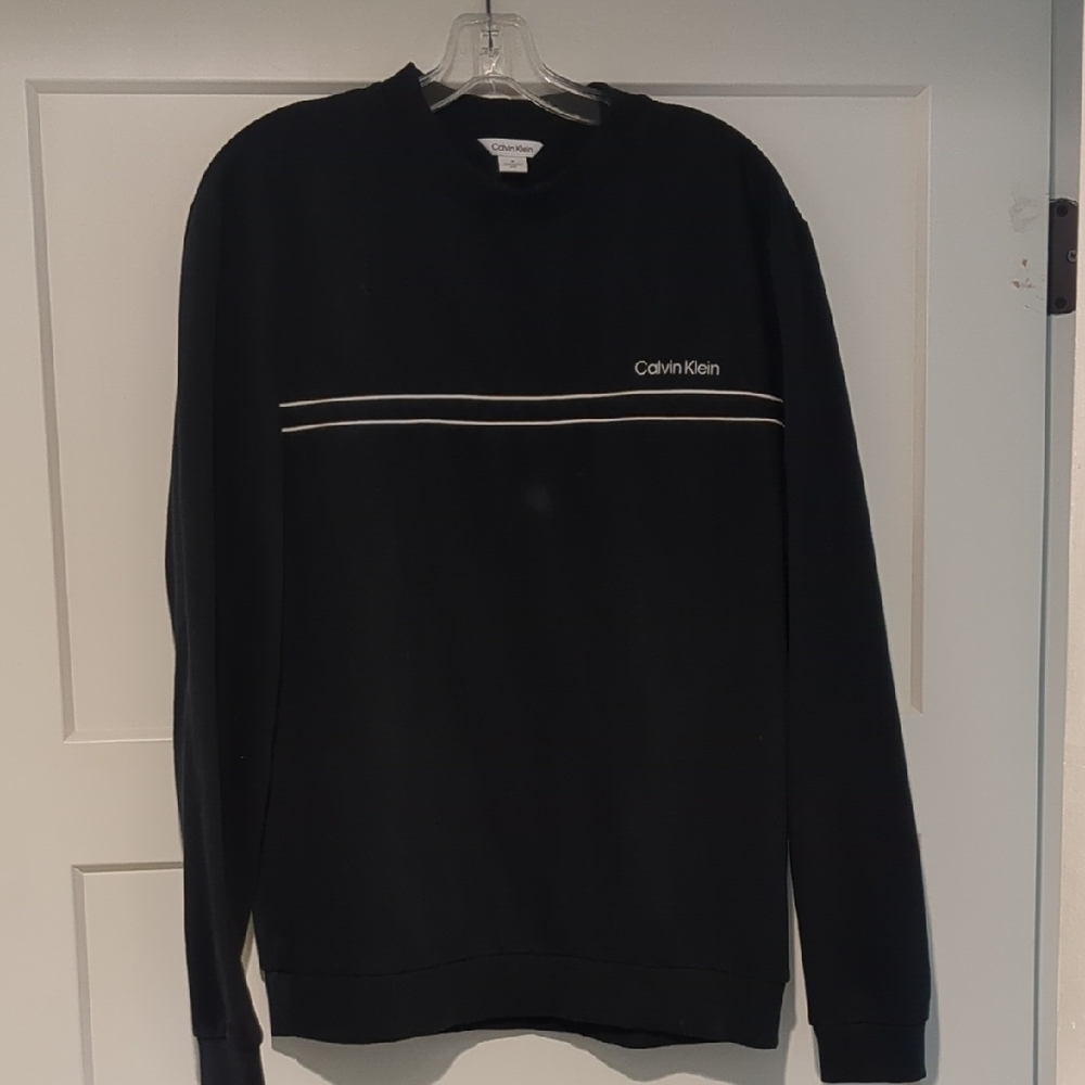 Calvin Klein Men's Sweater in Black with White Accents